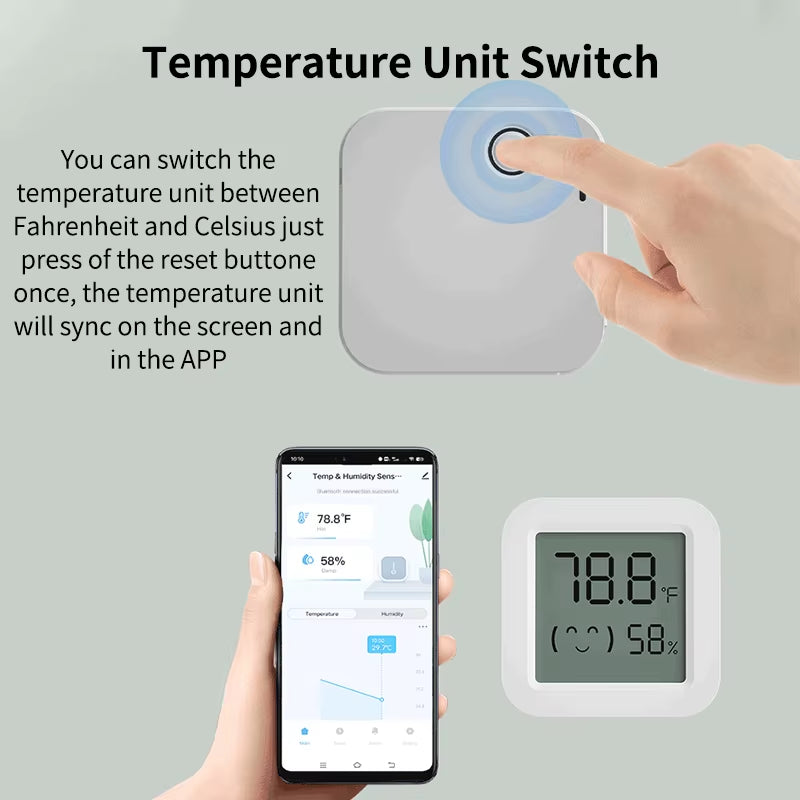 Tuya Zigbee Temperature Humidity Sensor Fridge Sensor Mini LCD Digital Display Bluetooth-Compatible Thermometer Hygrometer